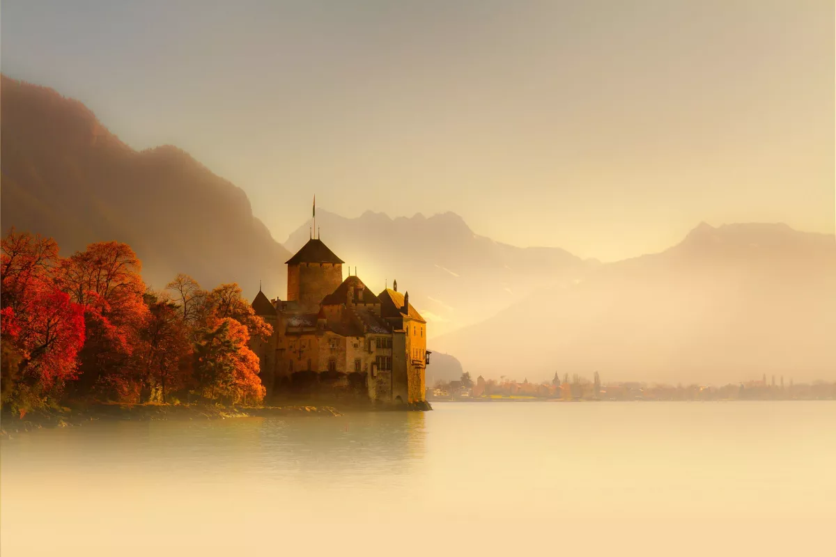 Autumn in Chillon Castle Montreux Switzerland